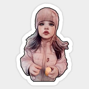 Girl Toon Winter Jacket Sticker